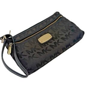 Michael Kors Jet Set Large Wristlet - Black Signature MK‎ Monogram Jacquard